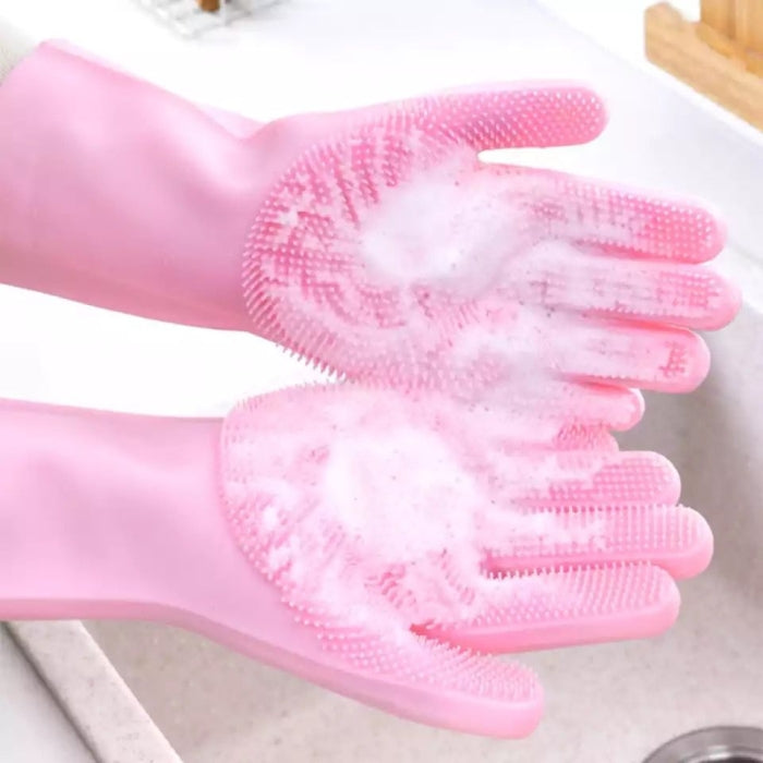 Paire Gants De Lavage Réutilisables En Silicone