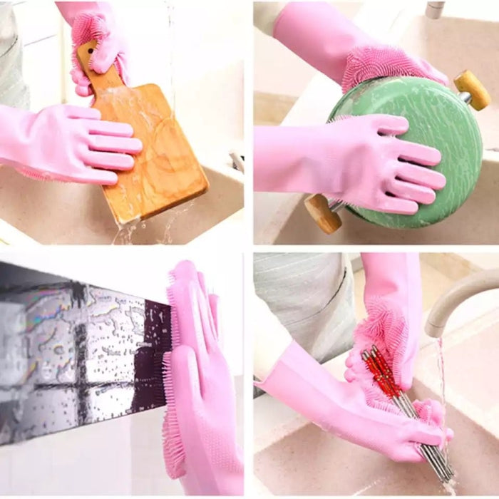 Paire Gants De Lavage Réutilisables En Silicone