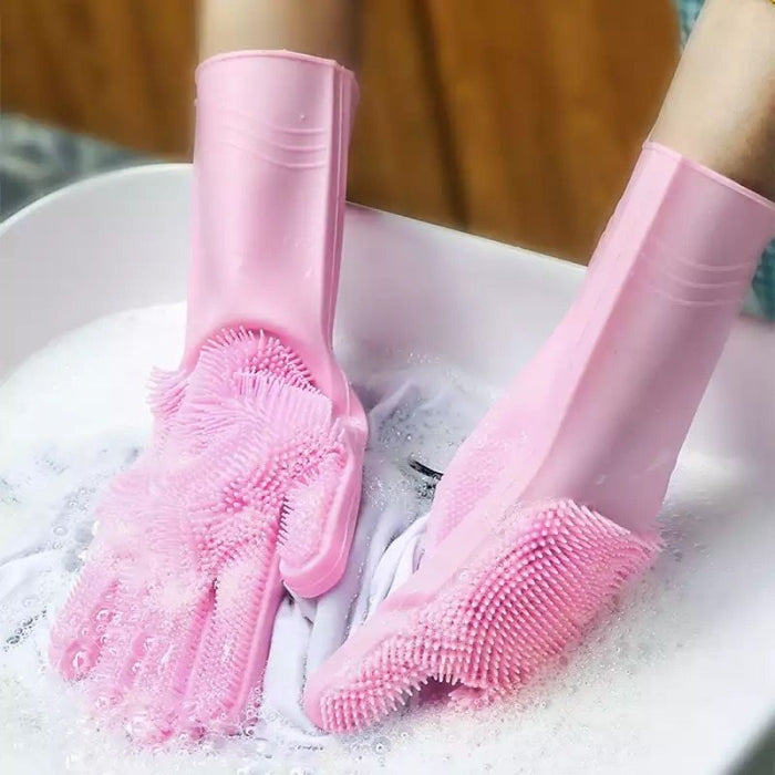 Paire Gants De Lavage Réutilisables En Silicone