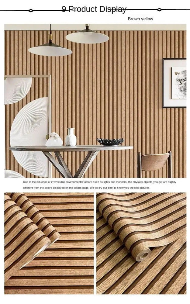 Papier Peint Motif Tube Bois Marron Foncé 0,53 X 9,5 M