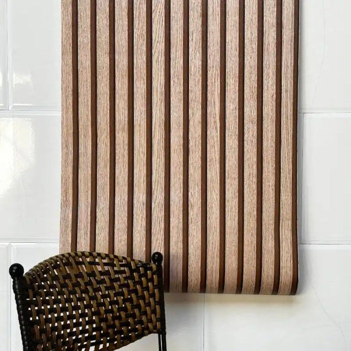Papier Peint Motif Tube Bois Marron Foncé 0,53 X 9,5 M