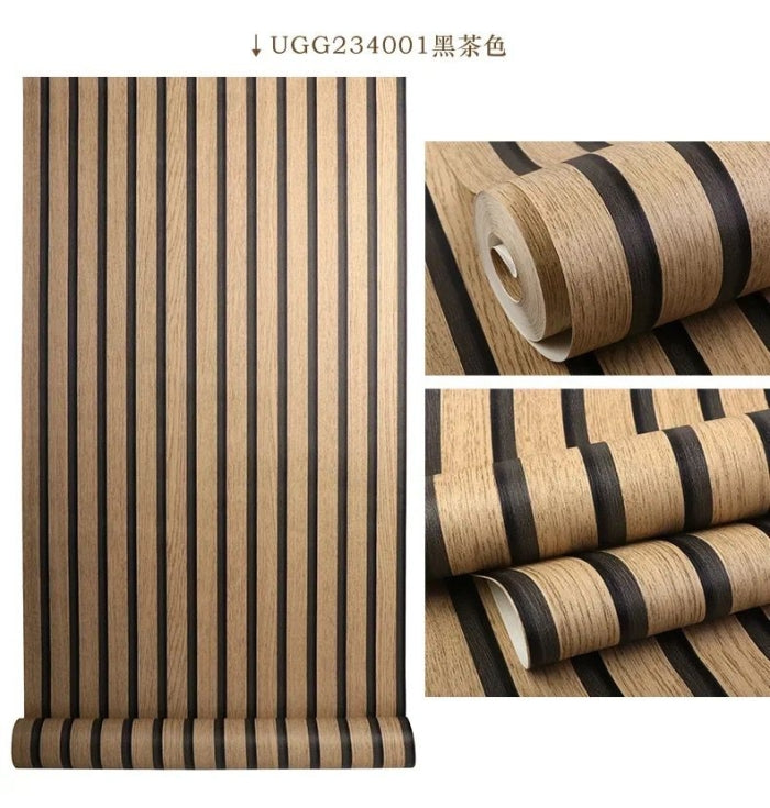 Papier Peint Motif Tube Bois Marron Claire 0,53 X 9,5 M