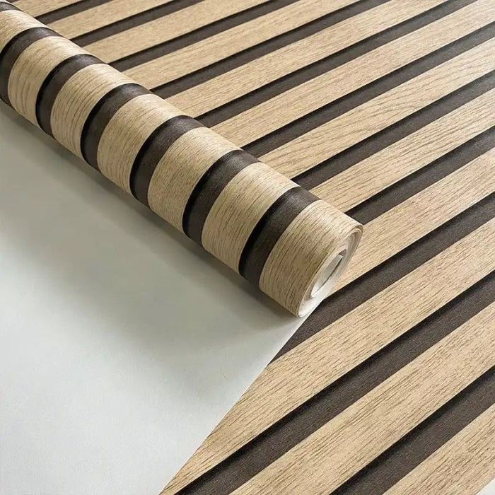 Papier Peint Motif Tube Bois Marron Claire 0,53 X 9,5 M