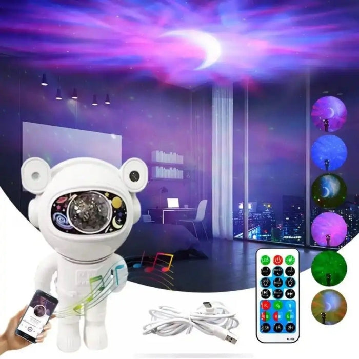 Jeux De Lumière Forme Robot - Projecteur Galaxy Avec Minuterie Et Haut-Parleur Bluetooth À Distance