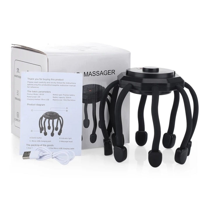 Masseur De Tête Électrique Rechargeable Avec 8 Aimants De Massage