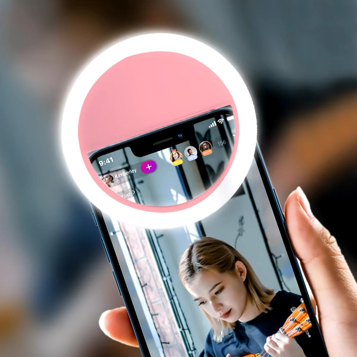 Anneau Lumineux Rechargeable pour Selfie 28 LED Avec 3 Niveaux de Luminosité Réglable