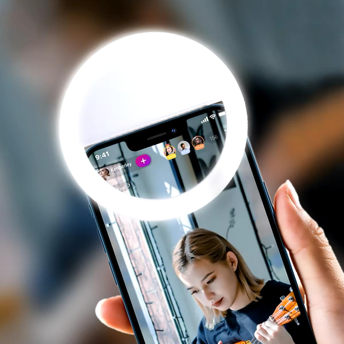 Anneau Lumineux Rechargeable pour Selfie 28 LED Avec 3 Niveaux de Luminosité Réglable
