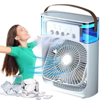 Climatiseur portable avec 3 vitesses de vent et 3 modes de pulvérisation avec veilleuse LED 7 couleurs