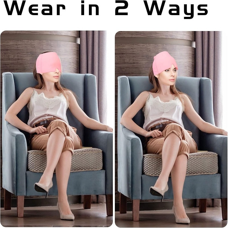 Bonnet de soulagement de la migraine avec couverture supérieure en gel, pour soulager les tensions, le stress, la douleur
