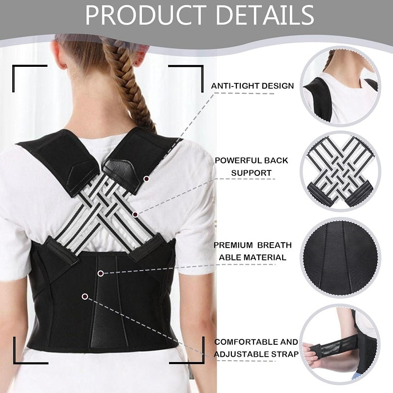 Correcteur de Posture de Renfort Dorsal, Stabilisateur de Posture de Correction de Posture d'épaule Lombaire