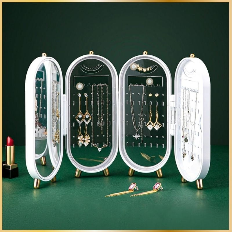Boîte à Bijoux Pliable avec Miroir & Grand Rangement