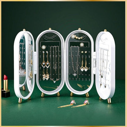 Boîte à Bijoux Pliable avec Miroir & Grand Rangement