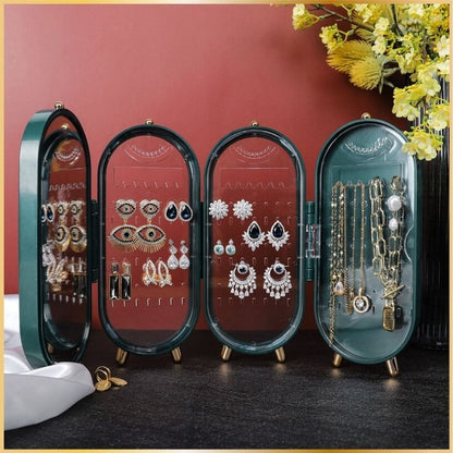 Boîte à Bijoux Pliable avec Miroir & Grand Rangement