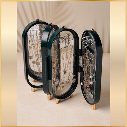 Boîte à Bijoux Pliable avec Miroir & Grand Rangement