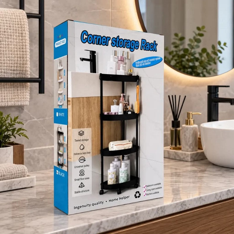 Etagère D'angle Pour Salle De Bain- Noir