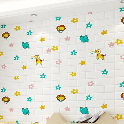 Panneau Mural Adhésif Anti-Humidité 3D 77*70 Cm Animals