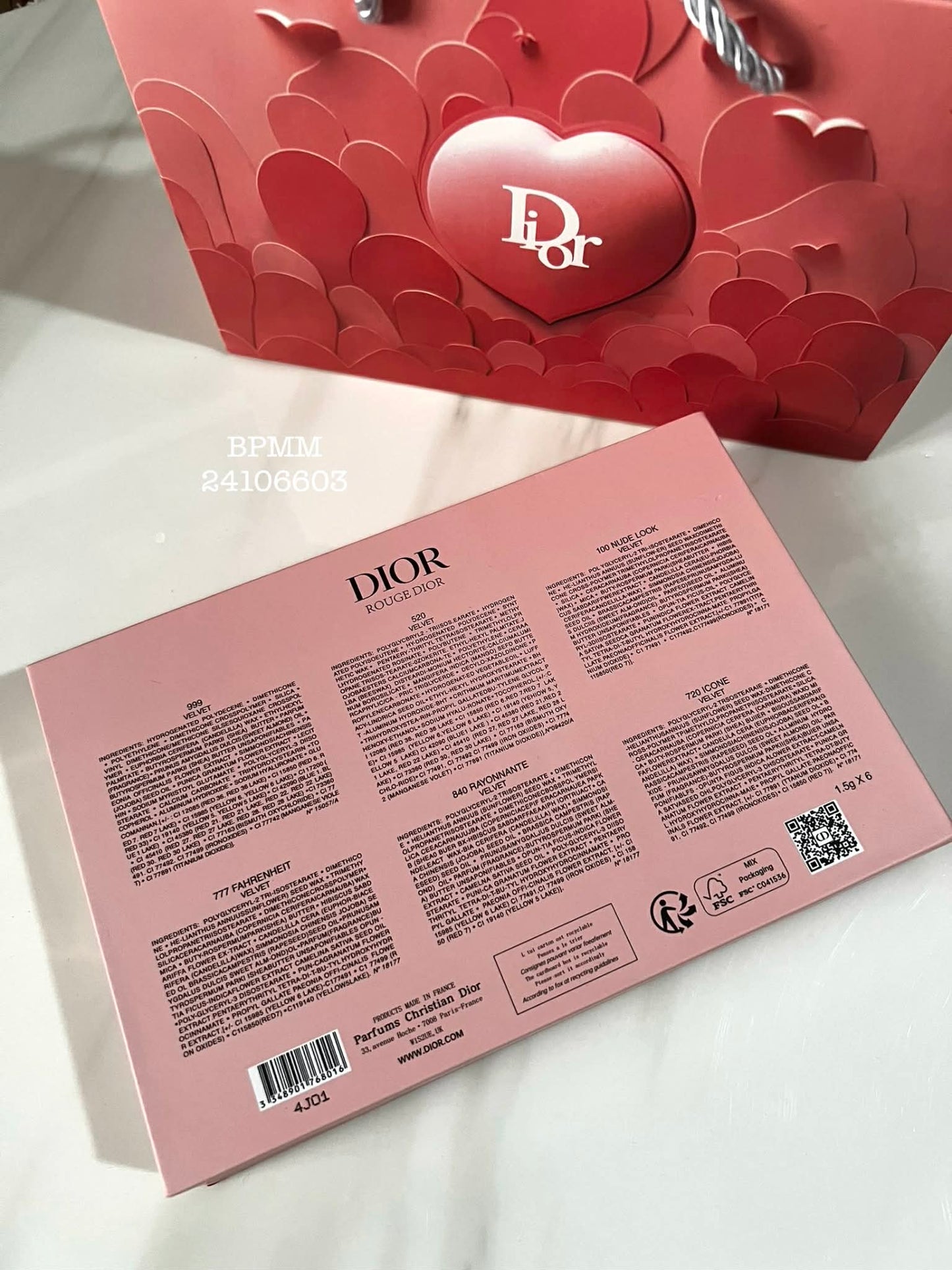 Coffret 6 Rouge à Lèvres Avec Sac Cadeaux