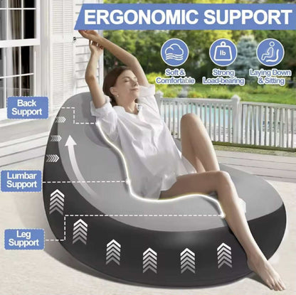 Chaise Longue Gonflable avec Pouf