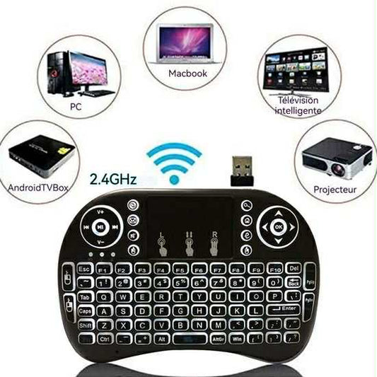 Mini Clavier QWERTY Sans Fil Ergonomique Touchpad Multifonctionnel