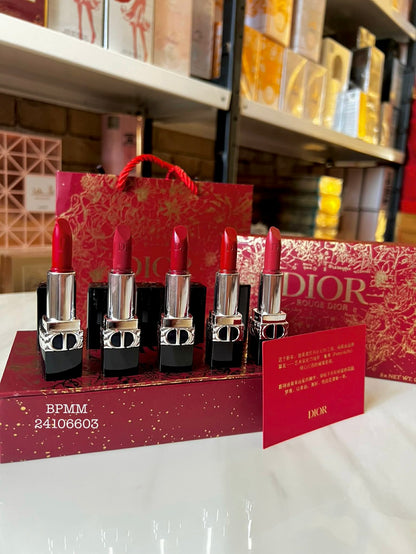 Coffret 5 Rouge à Lèvres Avec Sac Cadeaux Rouge