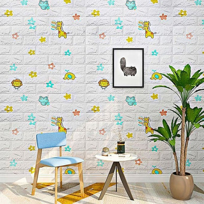 Panneau Mural Adhésif Anti-Humidité 3D 77*70 Cm Animals