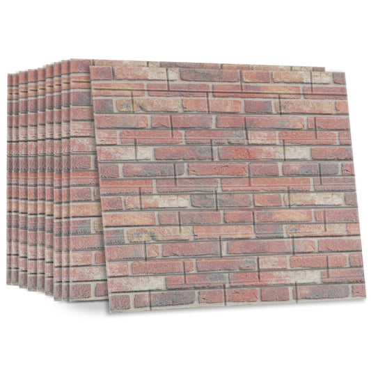 Pack de 10 Panneaux Muraux Motif Briques Rouges- Anti-Humidité 3D - 77 x 70 cm