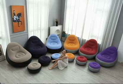 Chaise Longue Gonflable avec Pouf