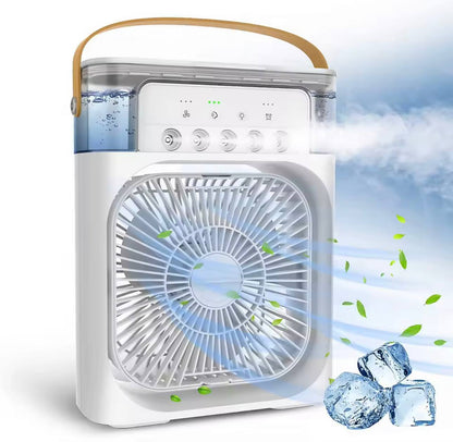 Climatiseur portable avec 3 vitesses de vent et 3 modes de pulvérisation avec veilleuse LED 7 couleurs