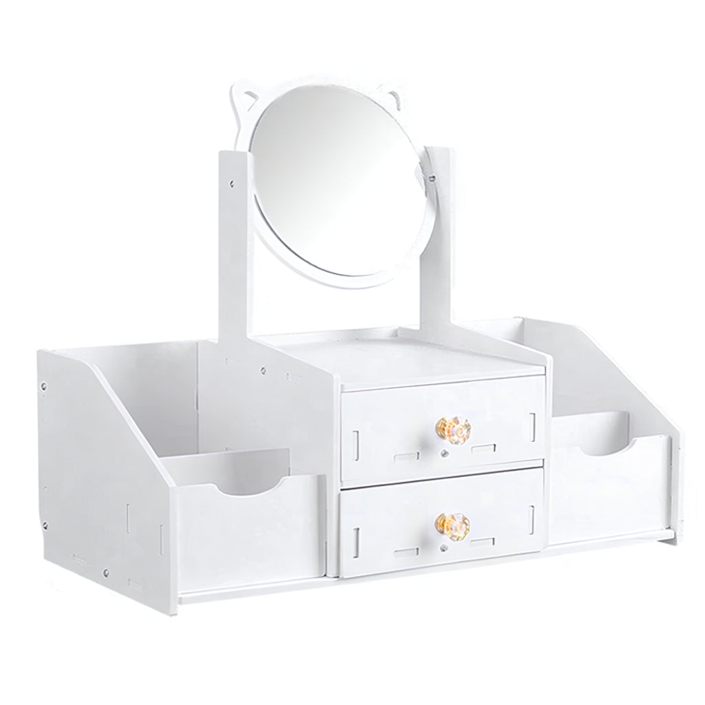Mini Coiffeuse De Table Multifonction Avec Miroir Inclinable À 360° Et Tiroirs À Boutons Cristal