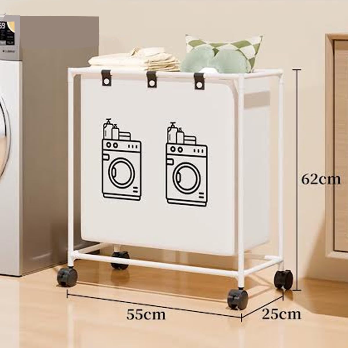 Panier à linge pliable Avec roulettes verrouillables