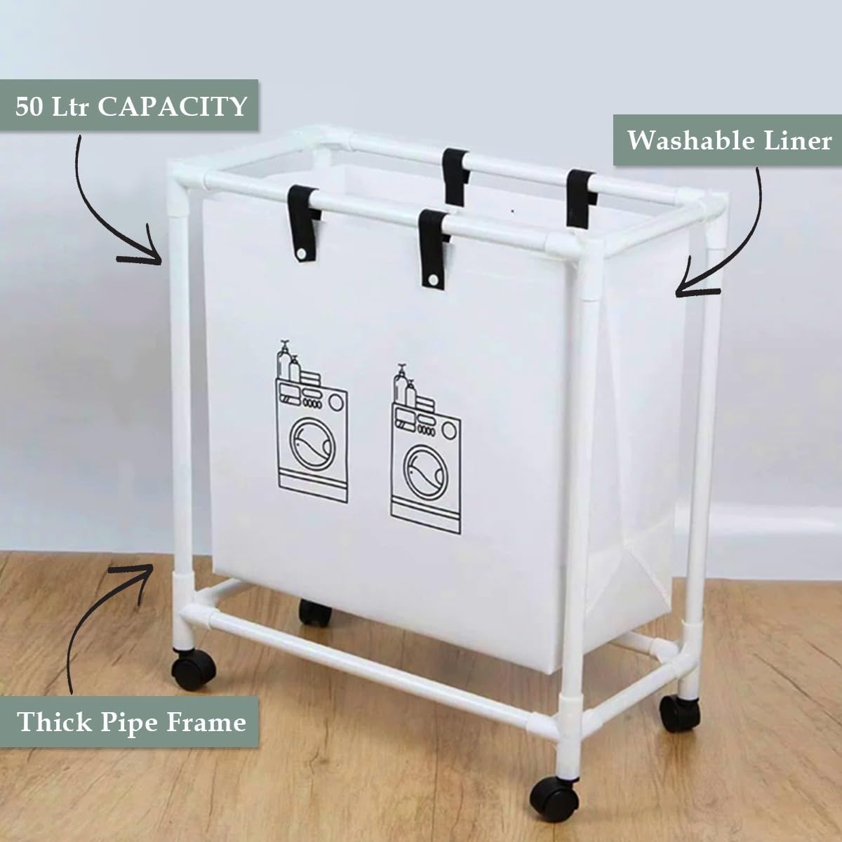 Panier à linge pliable Avec roulettes verrouillables