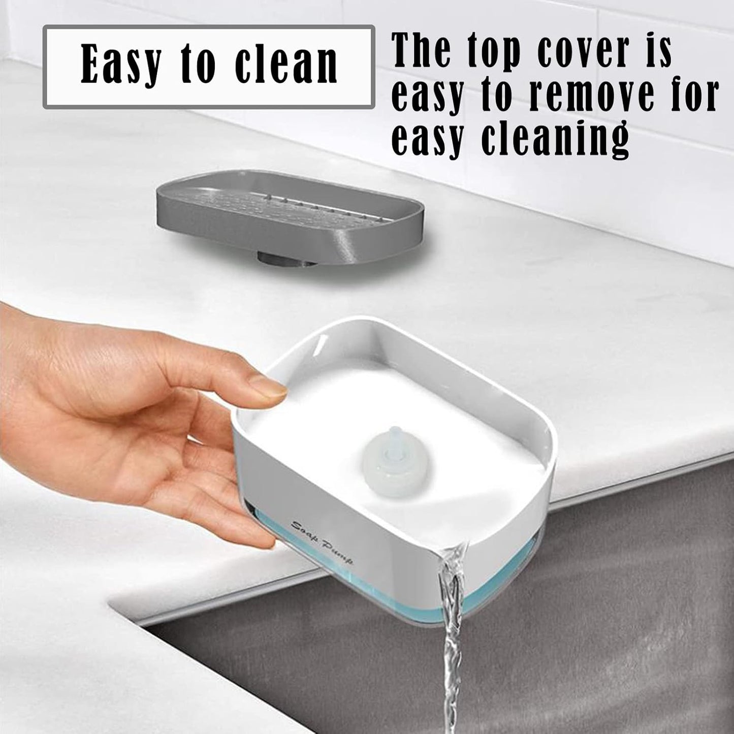 Distributeur de savon liquide 2 en 1 avec porte-éponge