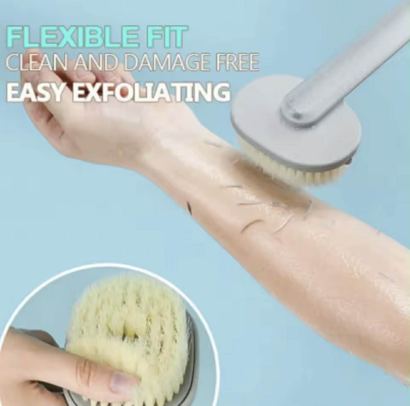 Brosse de Bain Long Manche 2 En 1 Avec Réservoir de Gel Douche – Exfoliante & Massante