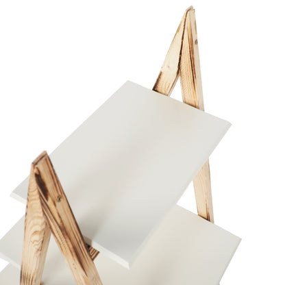Étagère Echelle en bois forme triangle 4 planches de rangement 118 x 33 cm Beige