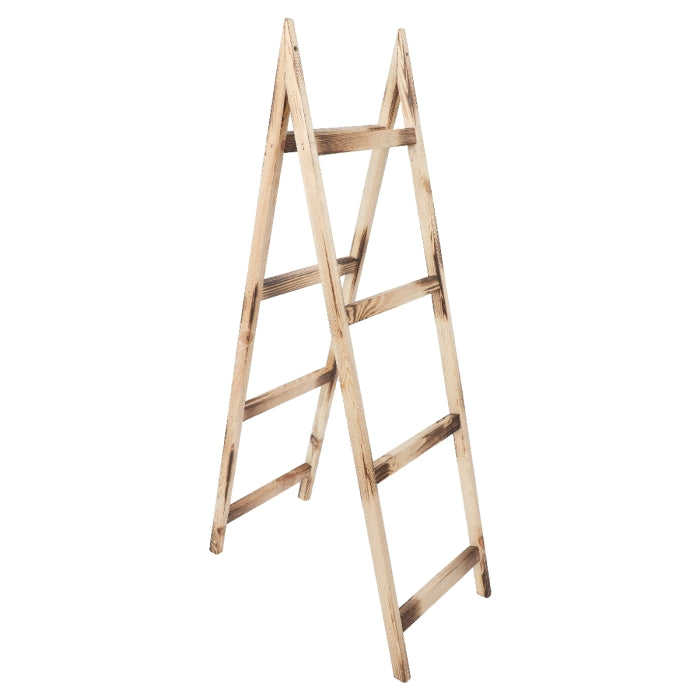 Étagère Echelle En Bois Forme Triangle 4 Planches De Rangement 118 X 33 Cm Blanc