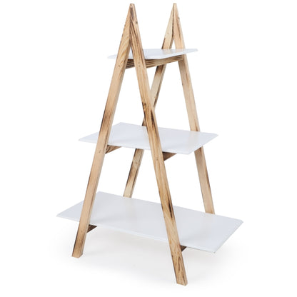 Étagère Echelle En Bois Forme Triangle 3 Planches De Rangement 88 X 34 Cm