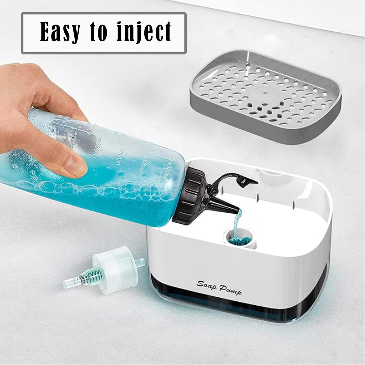 Distributeur de savon liquide 2 en 1 avec porte-éponge
