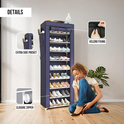 Étagère à Chaussures en Tissu à 9 Étages