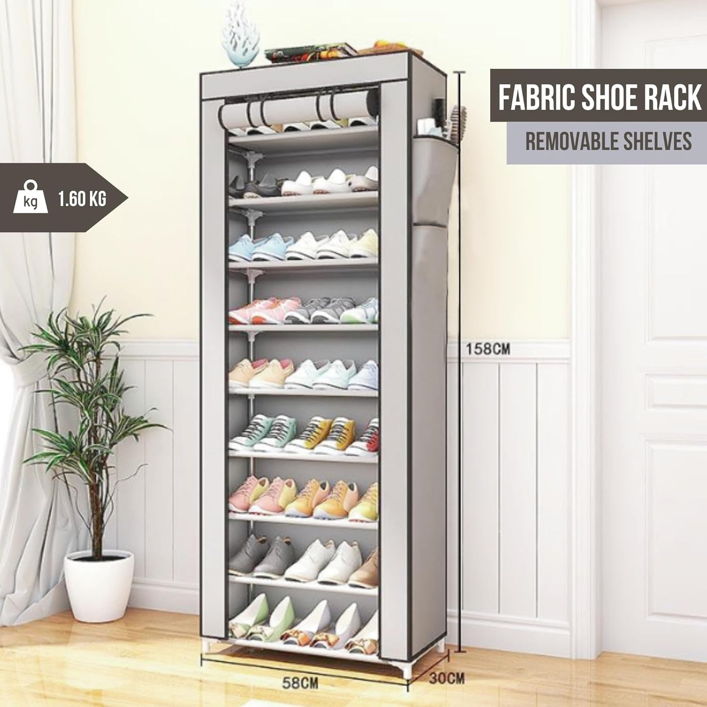 Étagère à Chaussures en Tissu à 9 Étages