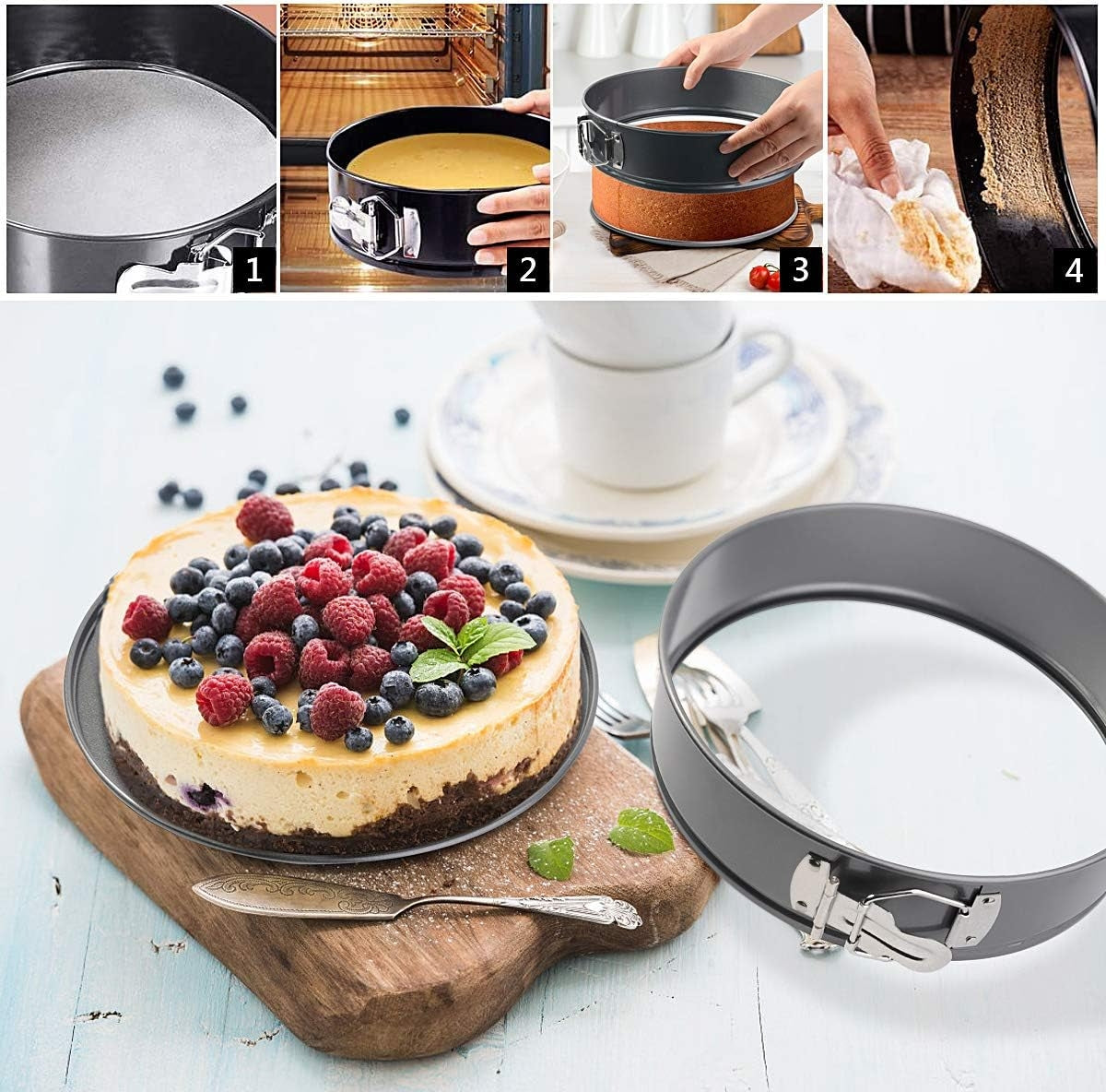 Lot de 3 Moules à Gâteaux Gris En Acier inoxydable