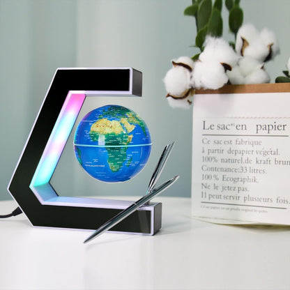 Globe Terrestre Flottant Magnétique Avec Éclairage LED Multicolore & Stylo