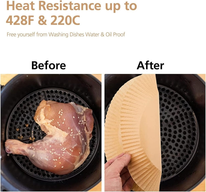 Pack de 100 Papiers de Cuisson Ronds pour Friteuse à Air de 16 cm