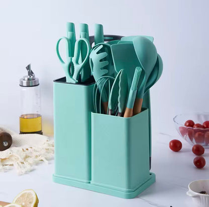 Ensemble D'Ustensiles De Cuisine En Silicone Et Couteaux
