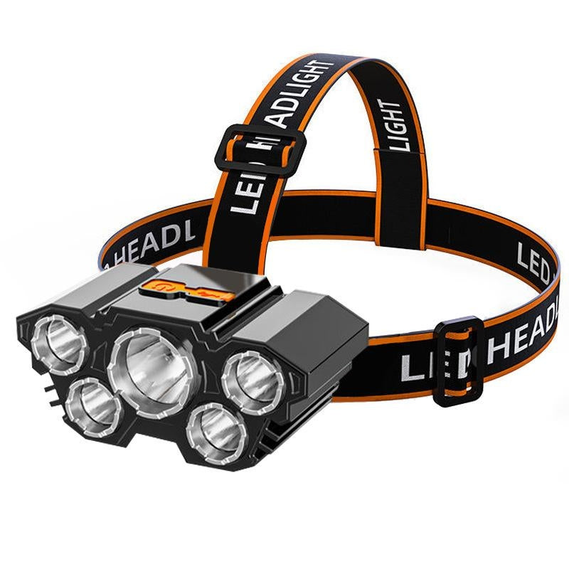 Lampe Frontale Puissante Rechargeable à 5 LED 4 Modes
