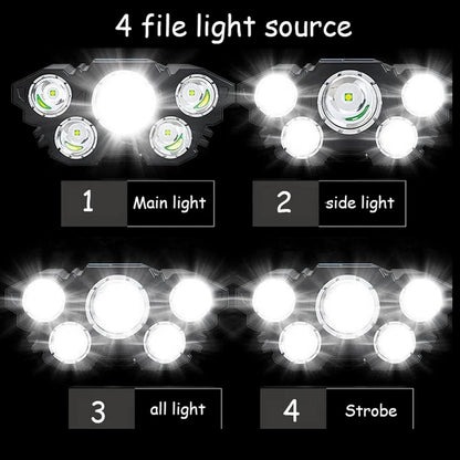 Lampe Frontale Puissante Rechargeable à 5 LED 4 Modes