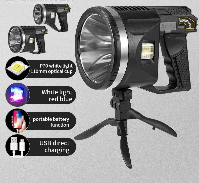 Projecteur LED Rechargeable W5174 6 Modes USB Type-C Trépied Inclus