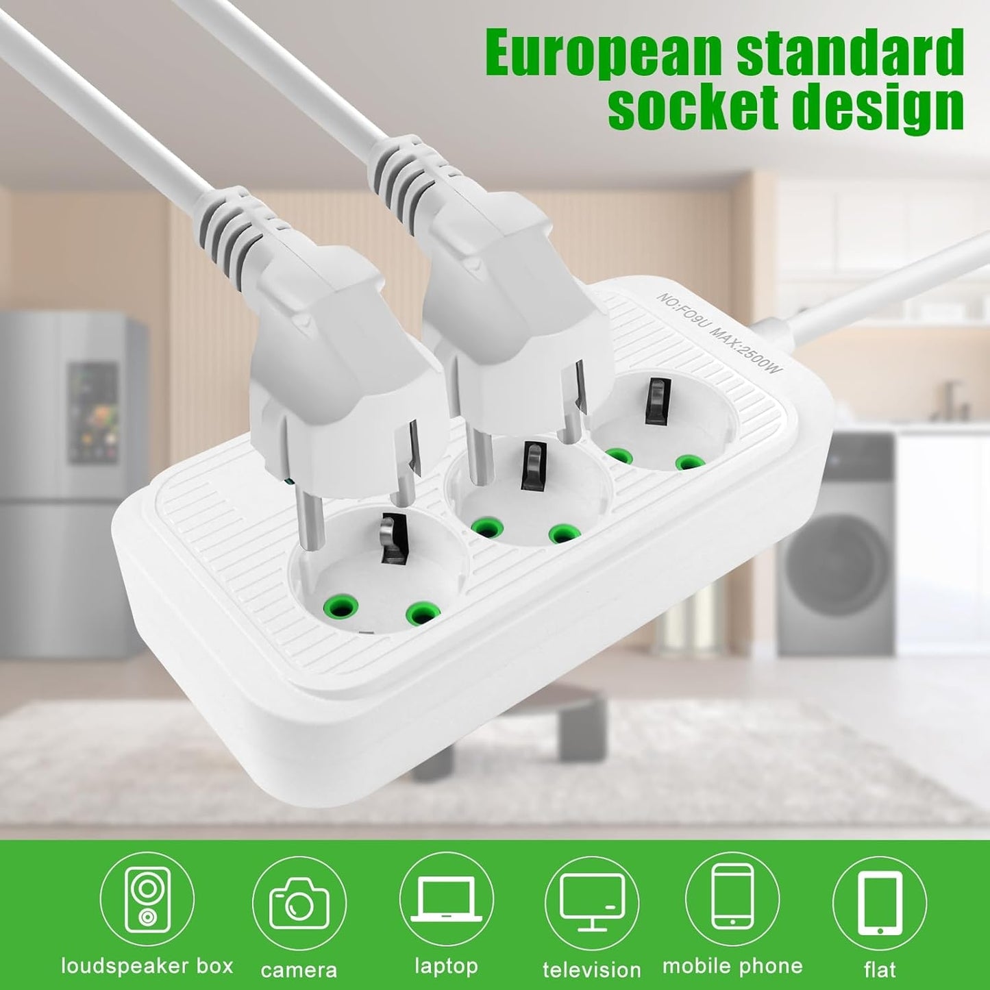 Multiprise Avec 3 Prises AC, 4 Ports USB-A & 1 Port USB-C