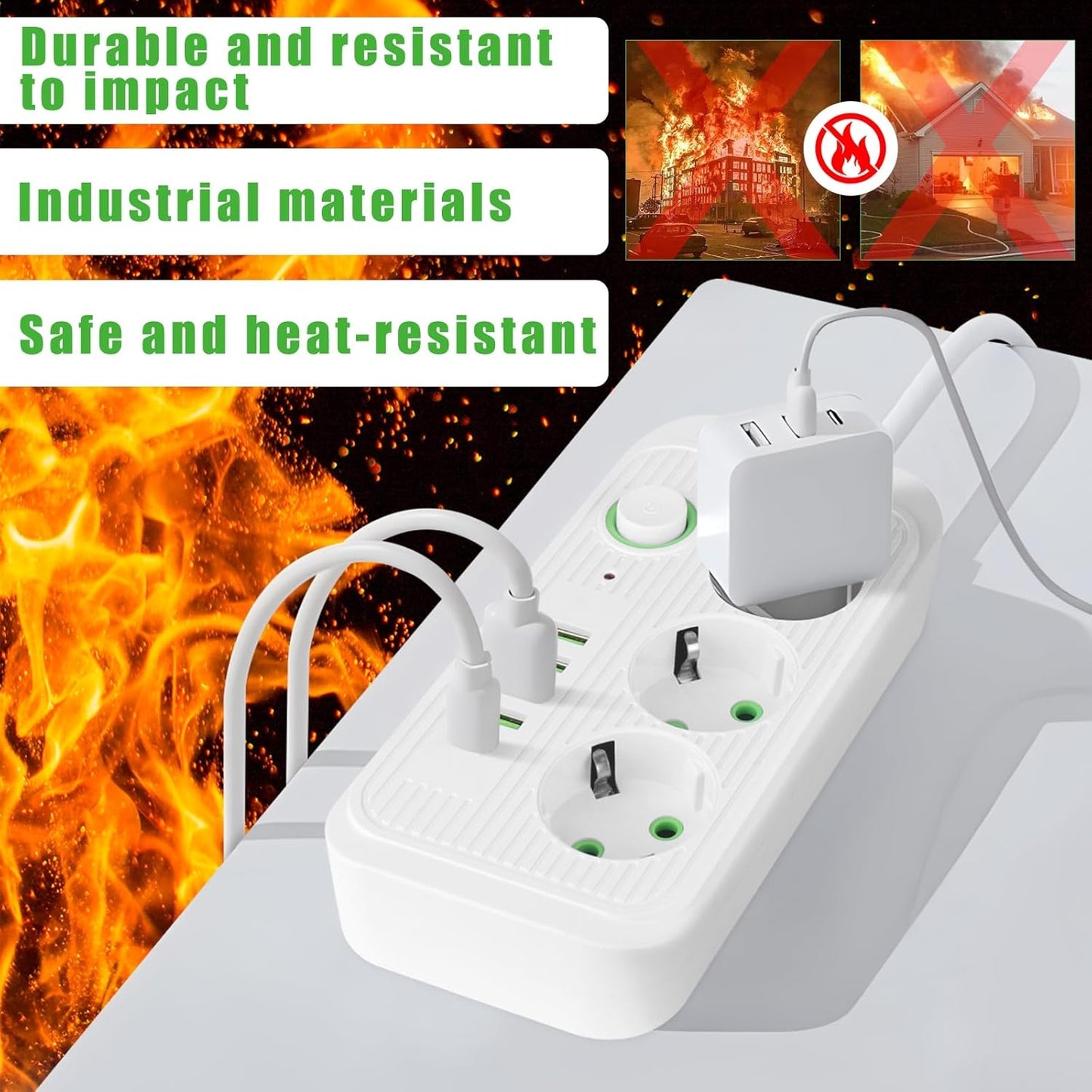 Multiprise Avec 3 Prises AC, 4 Ports USB-A & 1 Port USB-C