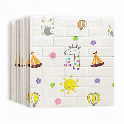 Pack de 10 Panneaux Muraux 3D Adhésifs Anti-Humidité – 77×70 cm – Motif Cute