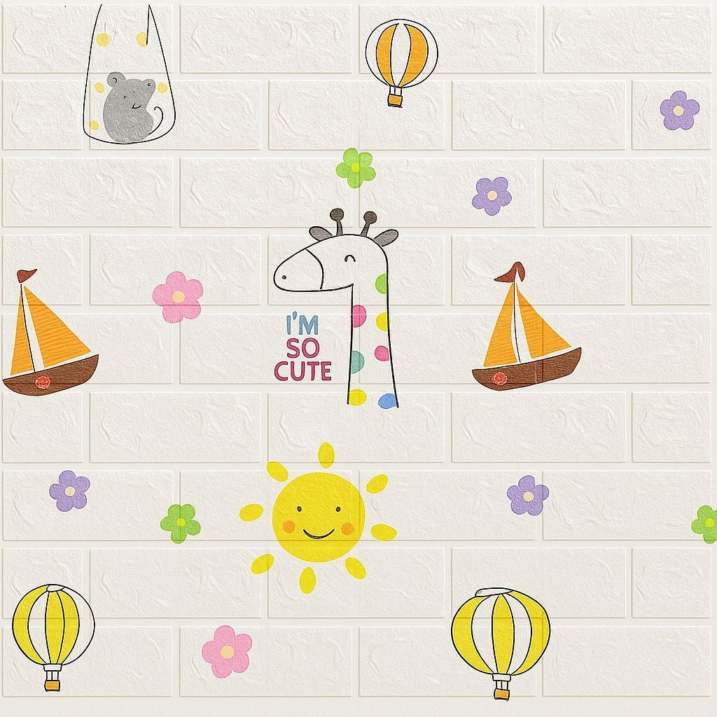 Pack de 10 Panneaux Muraux 3D Adhésifs Anti-Humidité – 77×70 cm – Motif Cute